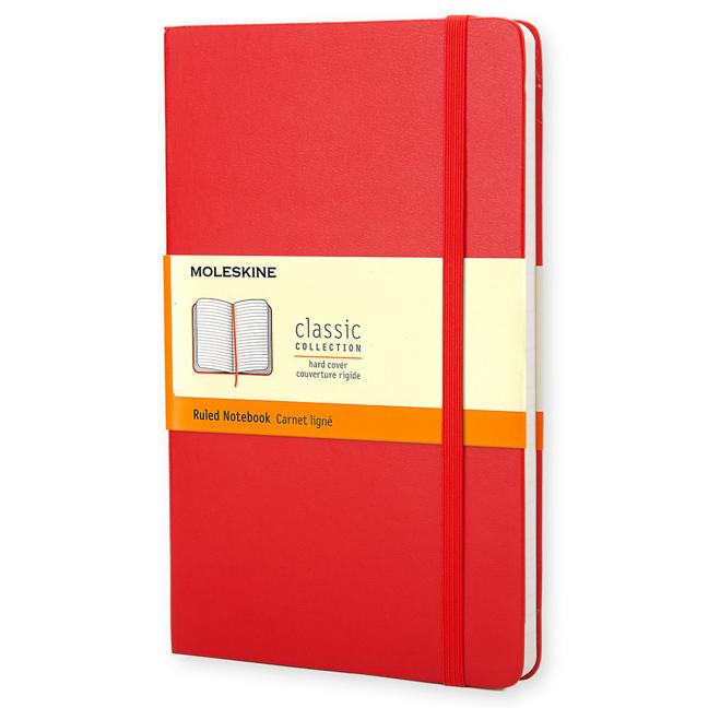 Item #27819 Moleskine Classic Notebook, Large, Ruled, Red, Hard Cover (5 x 8.25). Moleskine