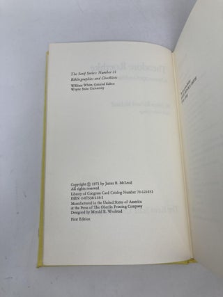 Theodore Roethke;: A manuscript checklist (The Serif series: bibliographies and checklists)