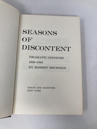 Seasons of Discontent: Dramatic Opinions 1959-1965