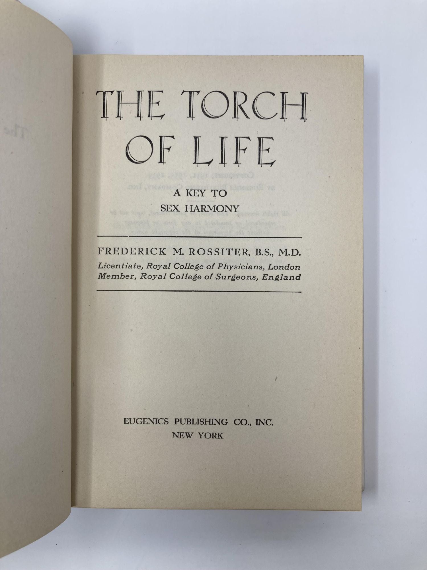 The Torch of Life; A Key to Sex Harmony by Frederick Rossiter on Sag Harbor  Books