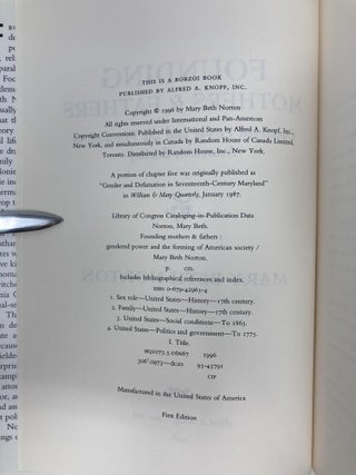 Founding Mothers & Fathers: Gendered Power and the Forming of American Society