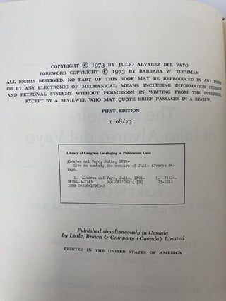 Give Me Combat;: The Memoirs of Julio W. Alvarez del Vayo