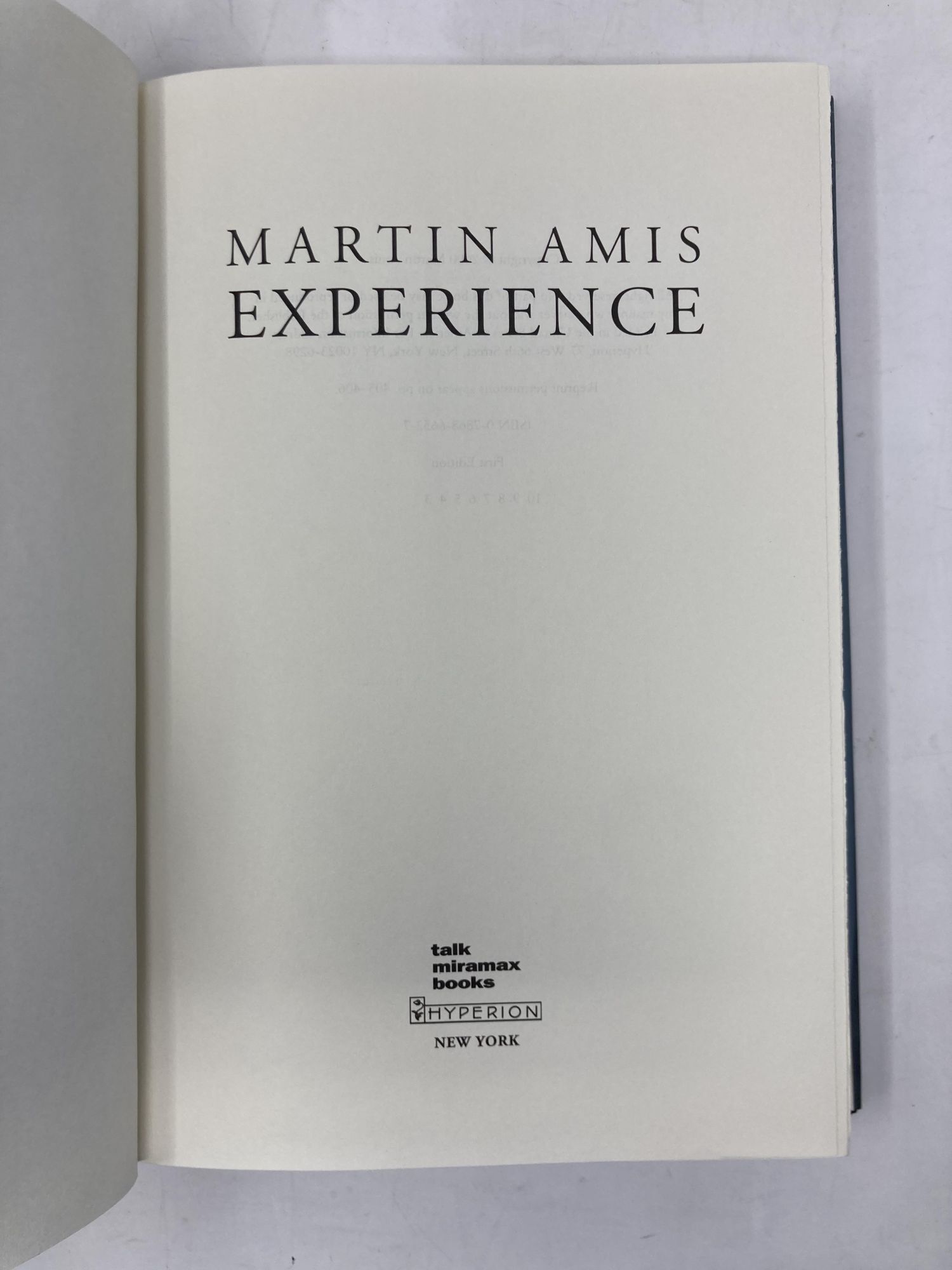 Experience: A Memoir | Martin Amis | First Edition