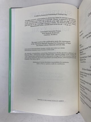 Shakespeare Studies, Volume XXXIII