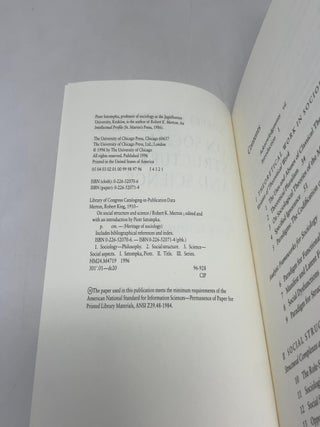 On Social Structure and Science (Heritage of Sociology Series)