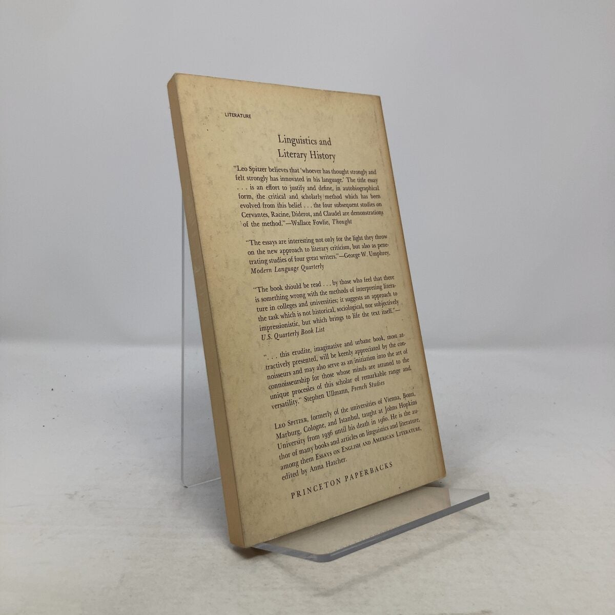 Linguistics and Literary History: Essays in Stylistics Princeton