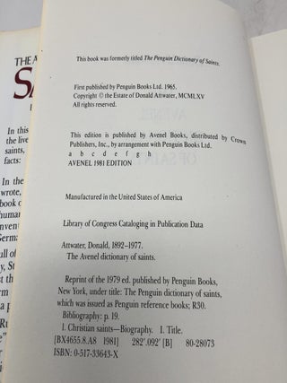 Avenel Dictionary Of Saints