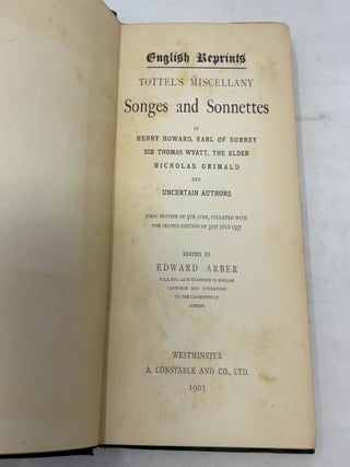 Tottel's Miscellany Songes and Sonnettes