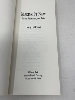 Making It New: Essays, Interviews, and Talks
