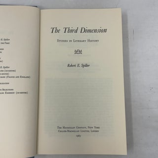 The Third Dimension: Studies in Literary History