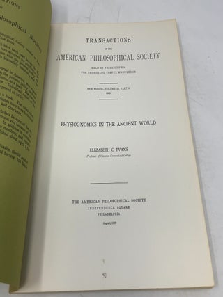 Transactions of the American Philosophical Society Held at Philadelphia for Promoting Useful Knowledge, Volume 59, Part 5: Physiognomics in the Ancient World