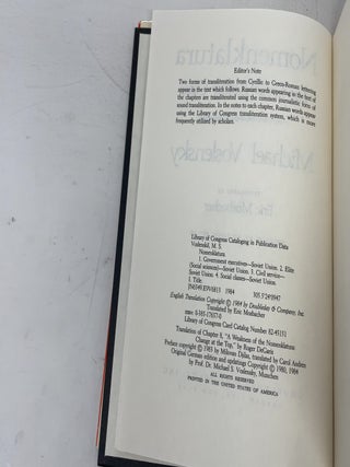 Nomenklatura: The Soviet Ruling Class; An Insider's Report