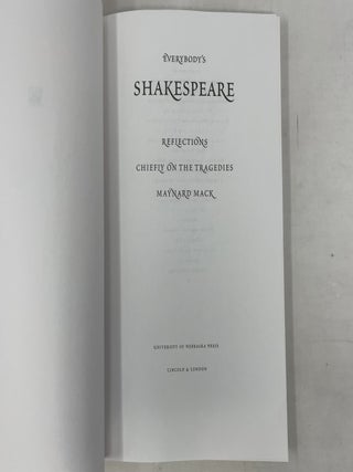 Everybody's Shakespeare: Reflections Chiefly on the Tragedies