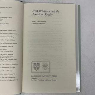 Walt Whitman and the American Reader (Cambridge Studies in American Literature and Culture, Series Number 46)
