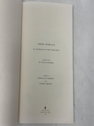Poetry After 9-11: An Anthology of New York Poets