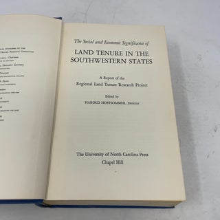 The Social and Economic Significance of Land Tenure in the Southwestern States