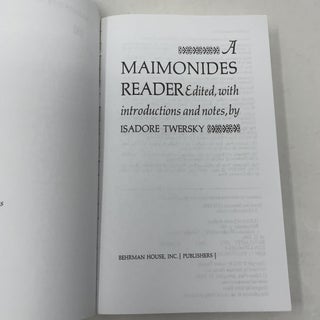 A Maimonides Reader (Library of Jewish Studies)