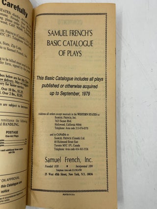 Samuel French's Basic Catalogue of Plays