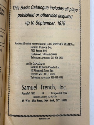 Samuel French's Basic Catalogue of Plays
