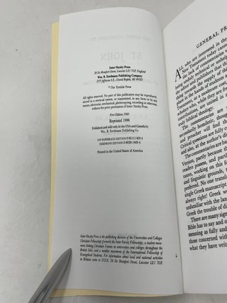 The Gospel According to St. John: An Introduction and Commentary (Tyndale Bible Commentaries Series, No. 4)