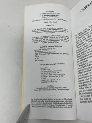 The Letters of John: An Introduction and Commentary (Tyndale New Testament Commentaries No. 19)