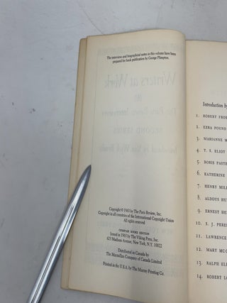 Writers At Work: The Paris Review Interviews; Second Series