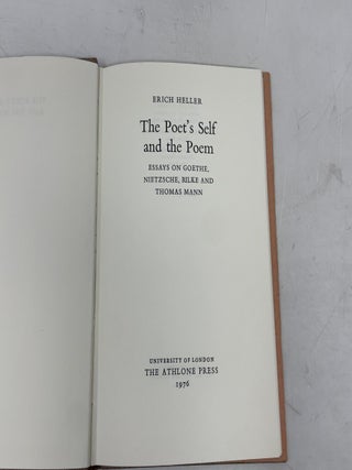 The Poet's Self and the Poem: Essays on Goethe, Nietzsche, Rilke and Thomas Mann
