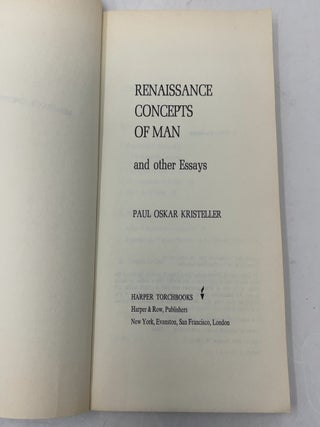 Renaissance Concepts of Man and Other Essays