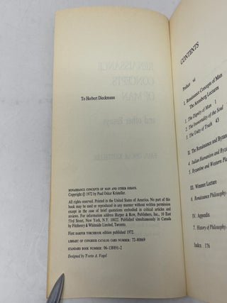 Renaissance Concepts of Man and Other Essays