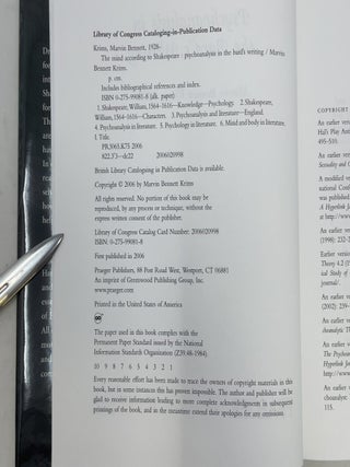 The Mind According to Shakespeare: Psychoanalysis in the Bard's Writing