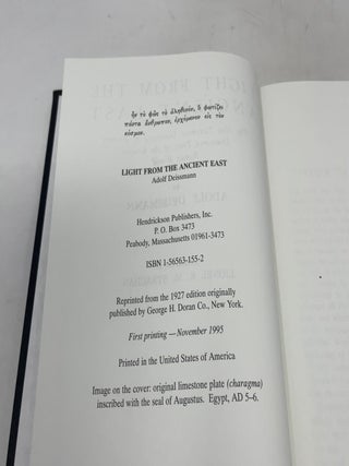Light from the Ancient East: The New Testament Illustrated by Recently Discovered Texts of the Graeco-Roman World