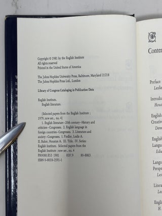 English Literature: Opening Up the Canon. Selected Papers from the English Institute, 1979