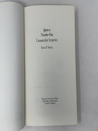 Japan As Number One: Lessons for America