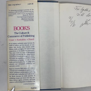 Books: The Culture and Commerce of Publishing
