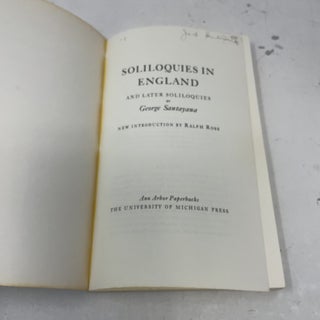 Soliloquies in England and Later Soliloquies