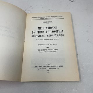 Meditationes de Prima Philosophia Meditations Metaphysiques
