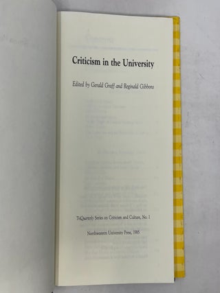 Criticism in the University