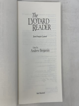 The Lyotard Reader