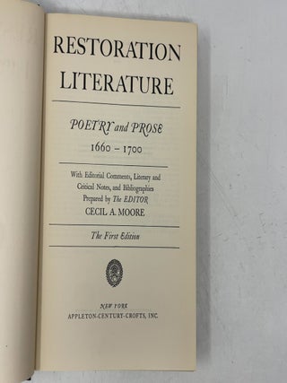 Restoration Literature: Poetry and Prose, 1660-1700