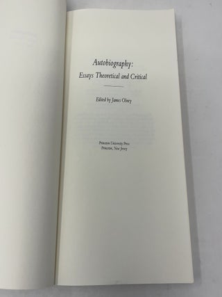 Autobiography: Essays Theoretical and Critical