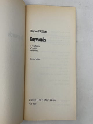 Keywords: A Vocabulary of Culture and Society