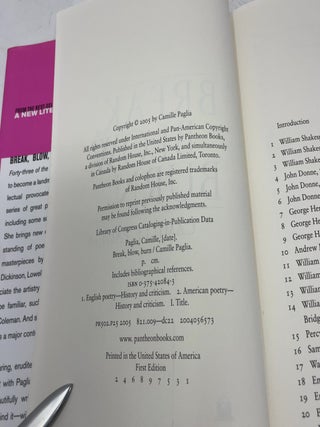 Break, Blow, Burn: Camille Paglia Reads Forty-three of the World's Best Poems