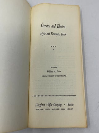 Orestes and Electra: Myth and Dramatic Form