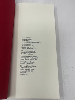 Journal of the Arnold Schoenberg Institute, Berg Guides, Vol. XVI, Numbers 1 & 2