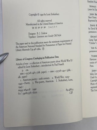 Articles of War: A Collection of American Poetry About World War II