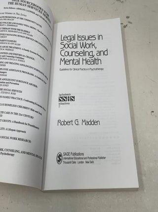 Legal Issues in Social Work, Counseling, and Mental Health: Guidelines for Clinical Practice in Psychotherapy (SAGE Sourcebooks for the Human Services)