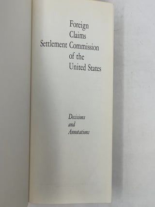 Foreign Claims: Settlement Commission of the United States