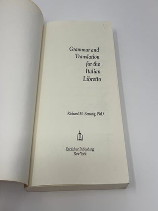 Grammar and Translation for the Italian libretto