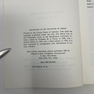Groundwork of the Metaphysic of Morals