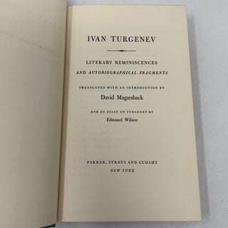 Turgenev's Literary Reminiscences